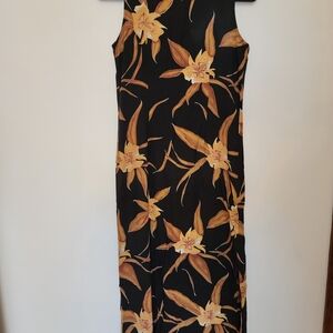 Black and Gold Floral Maxi Dress